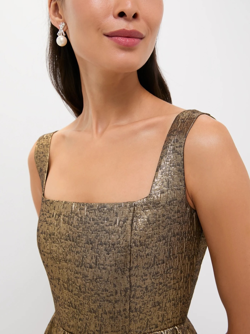 Tuckernuck Gold Textured Jacquard Esme Dress